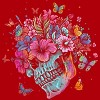 Junior's Design By Humans Floral Butterfly Skull Funny Halloween Costume Hippie Flower By JeilJersey T-Shirt - 2 of 3