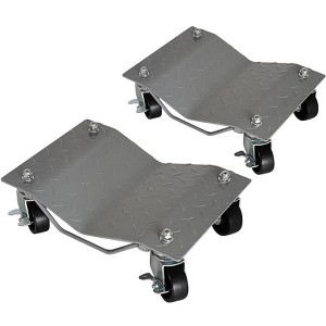 Carbon Steel and Rubber Single Column Bending Plate Car Mover with 360 Degree Swivel Wheels, Heavy Duty Tire Movers Set, Silver Car Mover Tool - 1 of 1