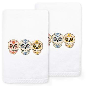 2pc Sugar Skull Hand Towel Set White - Linum Home Textiles