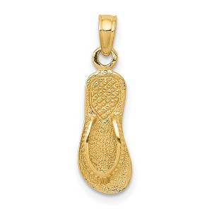 Black Bow Jewelry 14k Yellow Gold Textured Flip Flop Pendant - 1 of 4