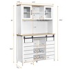 WhizMax 70" Farmhouse Coffee Bar Wine Cabinet with Sliding Barn Doors, Tall Kitchen Hutch with Wine & Glasses Rack, for Kitchen, Dining Room, Oak - 2 of 4