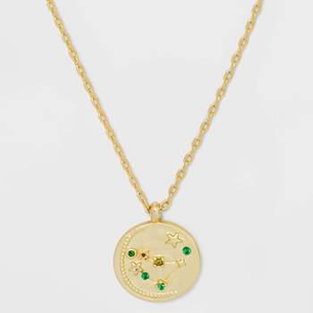 Beloved + Inspired 14K Gold Dipped Disc with Stones Pendant Necklace - Gold