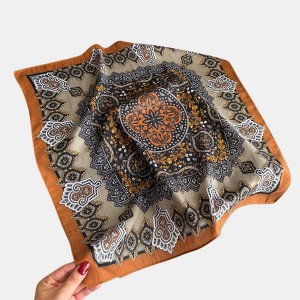 Anna-Kaci Women's Ornate Paisley Medallion Print Square Scarf with Soft Lightweight Fabric and Decorative Border Detail 26.7x26.7in - 1 of 4