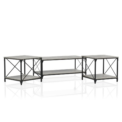 3pc Rosslea Coffee Table and 2 End Tables Set Black/Gray - HOMES: Inside + Out