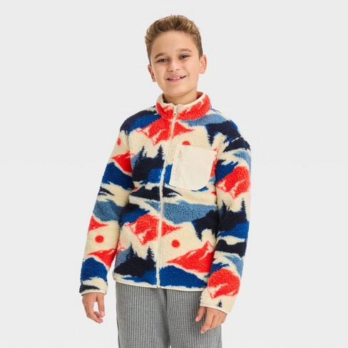 Boys' Faux Shearling Zip-up Sweatshirt - Cat & Jack™ Off-white M : Target