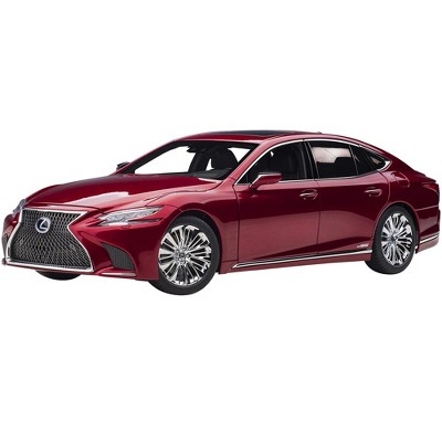 Lexus LS500h Morello Red Metallic with Chrome Wheels 1/18 Model Car by Autoart