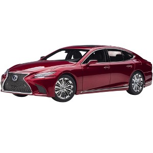 Lexus LS500h Morello Red Metallic with Chrome Wheels 1/18 Model Car by Autoart - 1 of 4
