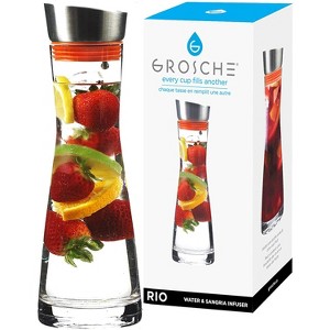 GROSCHE RIO Glass Infusion Water Pitcher and Sangria Maker Carafe with Stainless Steel Smart Filter Lid, 34 fl oz - 1 of 4