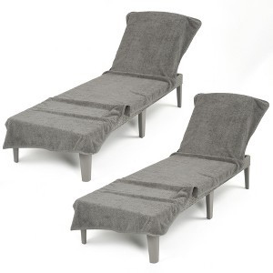 American Soft Linen Turkish Chaise Lounge Covers with Pocket, 86"x32" Pool Chair Towel,  Patio and Garden Lounging Cover Towel - 1 of 4