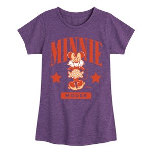 Girls' - Disney - Minnie Mouse Collegiate Fitted Short Sleeve Graphic T-Shirt - 1 of 4