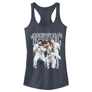 Juniors Womens NSYNC Iconic White Suits Racerback Tank Top - 1 of 4
