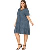 Agnes Orinda Women's Plus Size Tiered V Neck Short Sleeve Summer Casual Buttons Dresses - 3 of 4
