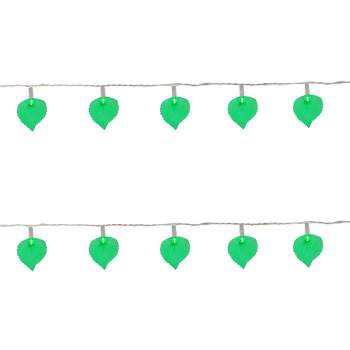 Northlight 10 Battery Operated Leaf Shaped Novelty Christmas Lights - Clear Wire