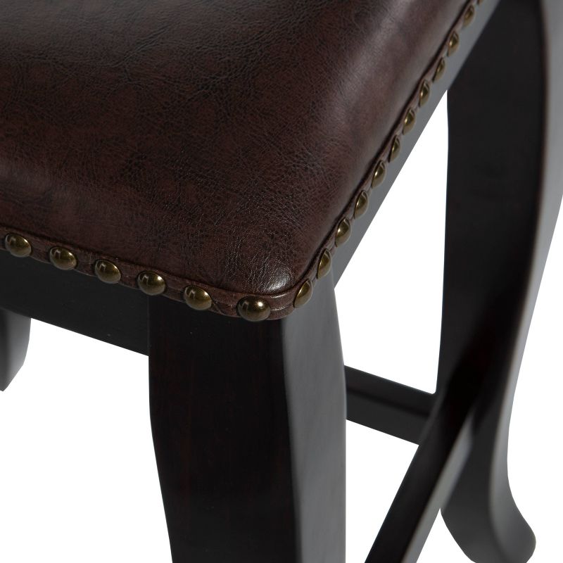 San Francisco Backless Faux Leather Curved Wood Counter Height Barstool Wood Brown - Linon, 5 of 11