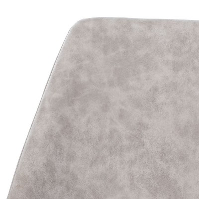 Gray Leather and Metal Mid-Century Counter Stool