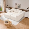 MAYEERTY 104 in Plush Fleece Convertible Sofa, Compressed Zero-Assembly Modular Beige Living Room Sofa - 2 of 4