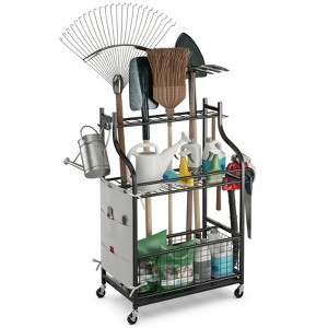 Costway Garden Tool Organizer Cart Yard Tool Storage Racks for Garage Lawn with Wheels - 1 of 4