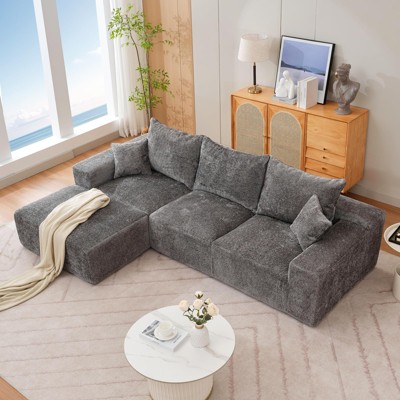 110" Modular Sectional Sofa, L-Shaped Cloud Couch with Chaise Lounge, Boneless Deep Seat Sofa for Living Room