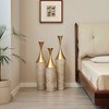 Angel Sar 3 Piece Woven Pattern Metal Vase Set, Tall White Cylinder Floor Vases with Gold Weave Design, 35.4" 31.5" 27.5" H Home Decor - 4 of 4