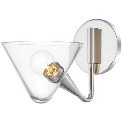 Polished Nickel Clear Glass Dimmable Single Light Sconce