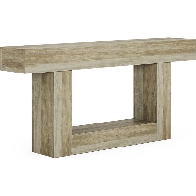 Tribesigns Farmhouse 2-Tier 63" Console Table with U-Shaped Base for Living Room