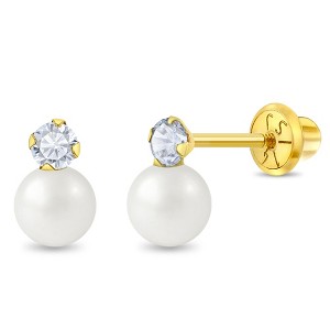 Girls' Simulated Pearl Drop Screw Back 14k Gold Earrings - In Season Jewelry - 1 of 3
