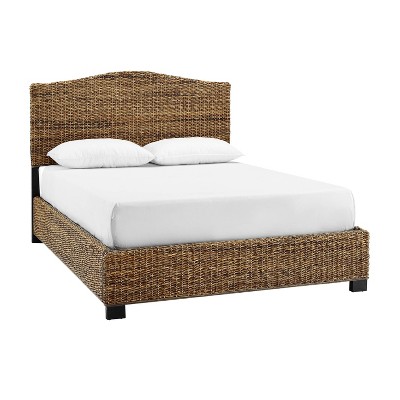 Serena Coastal Queen Bed with Natural Banana Leaf Weave