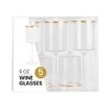 Posh Setting 9 oz Clear with gold rim Plastic Disposable Stemmed Wine Cup - 5 Pack - 3 of 3