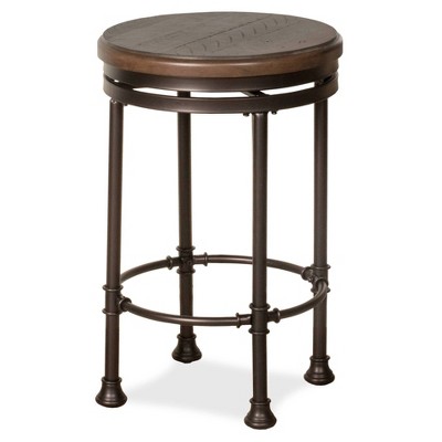 Casselberry Swivel Backless Round Counter Height Barstool Distressed Walnut/Brown - Hillsdale Furniture