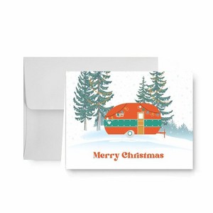 Paper Frenzy Camper Camping Christmas Holiday Cards with White Envelopes - 25 pack - 1 of 2