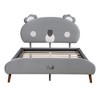 Full Size Upholstered Platform Bed with Koala-Shaped Headboard, Gray - 3 of 4