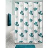iDESIGN 72"x72" Ava Floral Fabric Polyester Shower Curtain Blue/Green: Woven Texture, Buttonhole Top, Machine Washable - 2 of 4