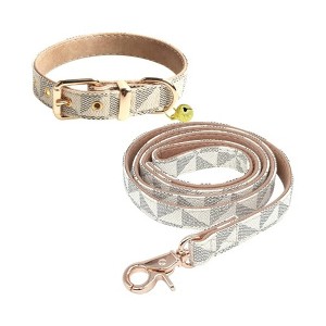 Bellura Pet - Leather Checkered Pet Harness - White - 1 of 4