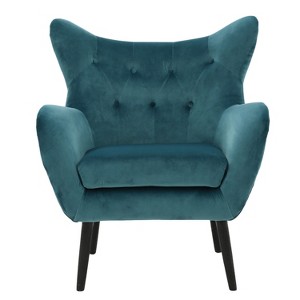 TiramisuBest Almond Button-Tufted Accent Armchair – Mid-Century Modern Lounge Chair with Oak Wood Legs & Granular Plush Fabric - 1 of 4