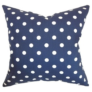 Polka Dot Throw Pillow Blue (18"x18") - The Pillow Collection: Cotton Fabric, Indoor Use, Reversible Design, Zippered - 1 of 2