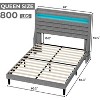 Bed Frame with 2-Tier Upholstered Headboard, Built-in Charging Station, Wood Slats, Underbed Storage, Noise-Free, No Box Spring - 2 of 4
