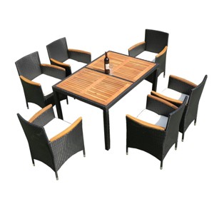 Nestfair Gulliver 7pc Wicker Outdoor Dining Set Black - 1 of 4