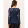 INSPIRE CHIC Women's Floral Lace Front Peplum Hem Keyhole Sheer Long Sleeve Blouse - 4 of 4