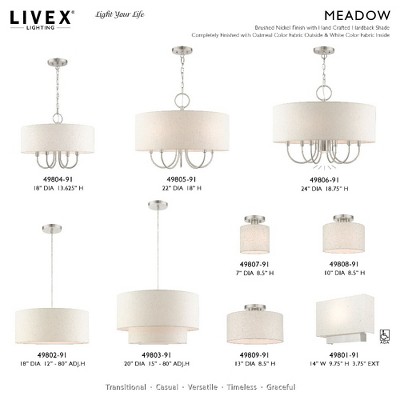 Contemporary Brushed Nickel 3-Light Indoor Drum Pendant