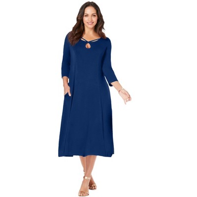 Jessica London Women's Plus Size Twisted Keyhole A-Line Dress