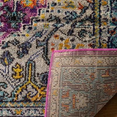 Violet and Light Blue Boho Chic Square Area Rug
