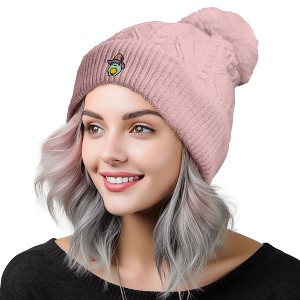 Dalix Sorcerer Frog Cable Knit Pom Beanie - 1 of 4