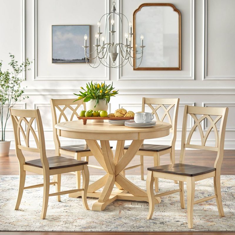 Set of 2 Montauk Dining Chairs Antique White/Oak - Buylateral, 4 of 7