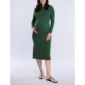 Women's Crew Neck Rib Knit Long Sleeve Column Dress | Motherhood Maternity - 1 of 4