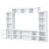 Media Console Table For 70" TV,Entertainment Media Wall Unit With Bridge,Media Dresser With Tempered Glass Door For Living Room-Cuddlewood - 3 of 4