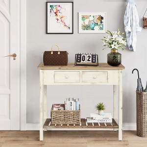 KIGFTSOD Vintage Two - Drawer Console Table with Open Shelf, Distressed Finish for Entryway & Living Room - 1 of 4