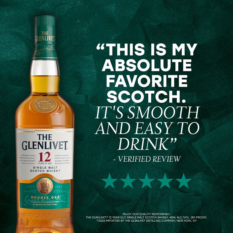 The Glenlivet 12yr Single Malt Scotch Whisky - 750ml Bottle, 4 of 10