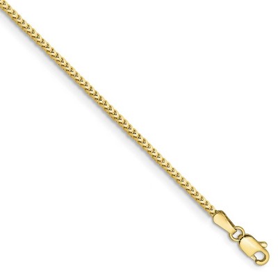 Black Bow Jewelry 1.5mm 10k Yellow Gold Solid Franco Chain Bracelet