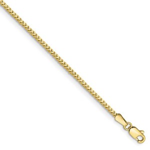 Black Bow Jewelry 1.5mm 10k Yellow Gold Solid Franco Chain Bracelet - 1 of 4