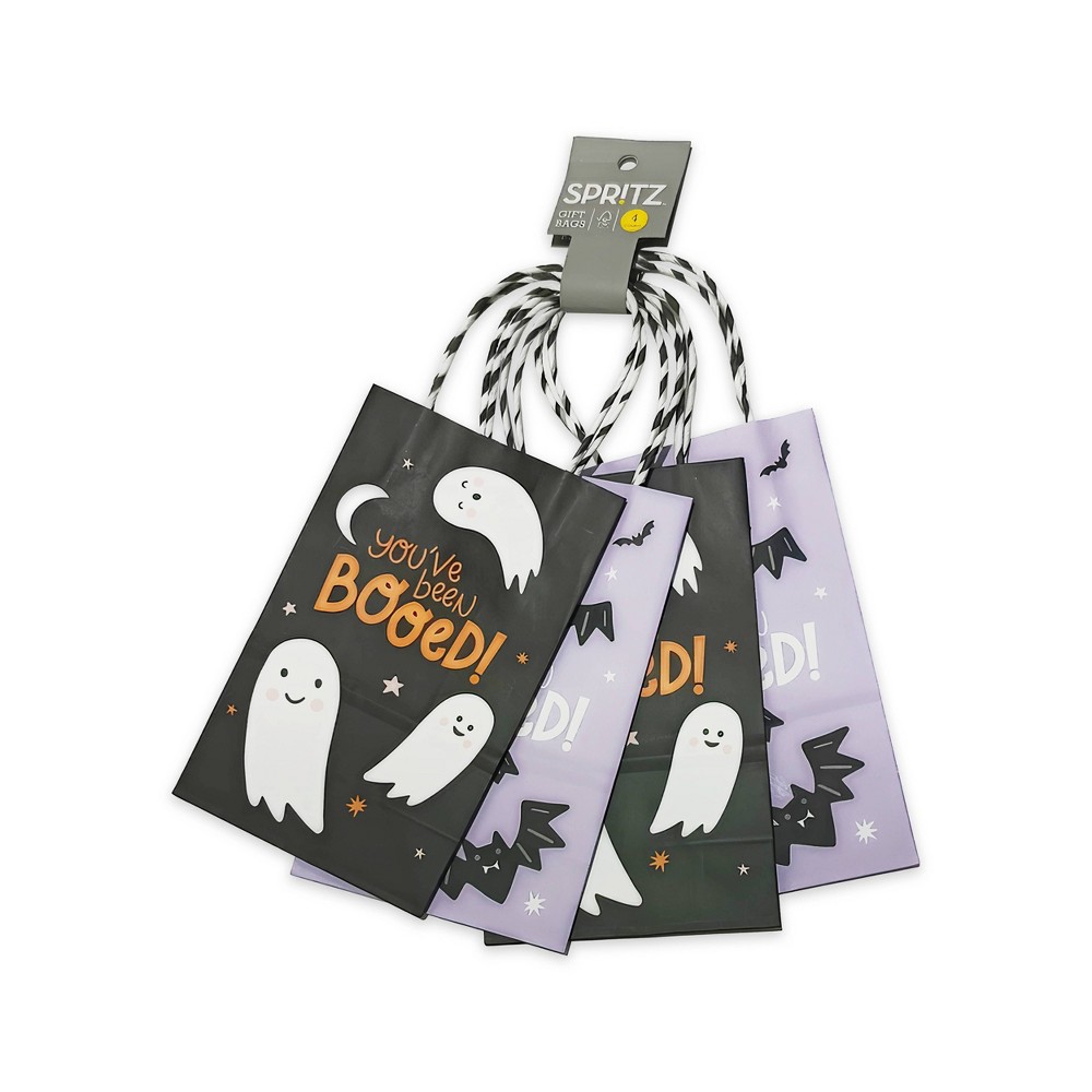 4pk Halloween Black/Purple Boo Tote Bag - Spritz™